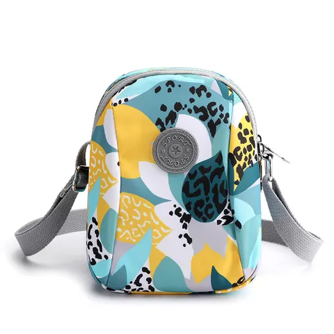 Women Nylon Crossbody Bag Small Shoulder Bag Printed Mini Canvas Cell Phone Bag Casual Travel Handbag Daily Purse
