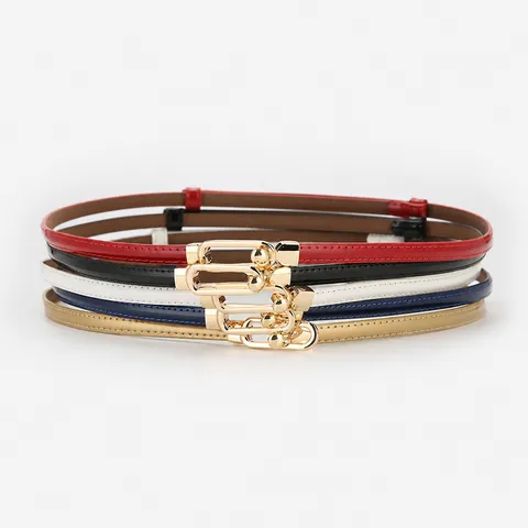 Ceinture en Cuir Véritable pour Femmes Ceinture Fine Polyvalente Réglable pour Robe Manteau Accessoires de Mode Élégants