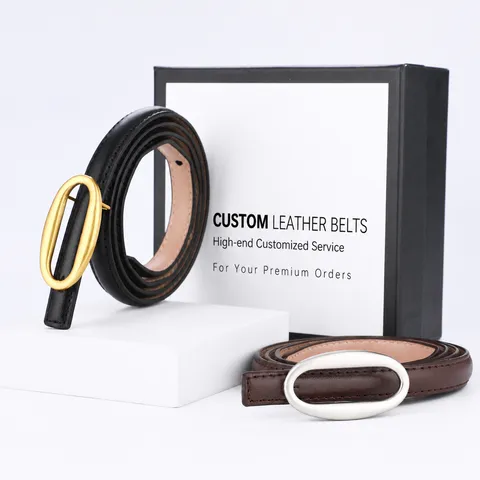 Ceinture en Cuir Fin pour Femme Décontractée Bande Minimaliste avec Boucle Métallique Accessoires pour Robes et Jeans