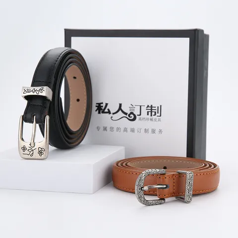Ceinture en Cuir de Vachette Minimaliste et Polyvalente pour Femme Ceinture Fine Décontractée de Mode avec Boucle en Alliant pour Jean et Robe
