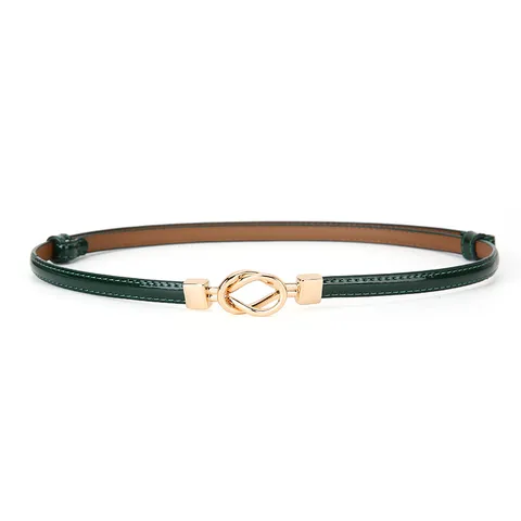 Ceinture en Véritable Cuir pour Femme Mode Sans Poinçon Robe Polyvalente Sangle de Taille Alliage Nœud Métallique Ceinture