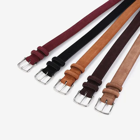 Ceinture en Suède Vintage Français Pour Femmes Sangle de Taille en Cuir de Vachette Refendu Avec Boucle à Ardillon en Métal Mode Minimaliste