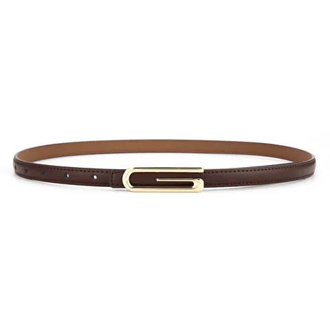 Ceinture en Cuir Véritable pour Femmes Mode Minimaliste Boucle en Métal Sangle de Taille Élégante Robe Manteau Ceinture Décorative