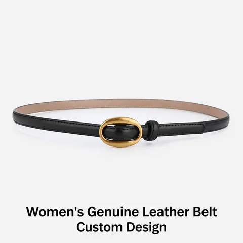 Women's Casual Split Cowhide Leather Belt Fashion Versatile Metal Oval Buckle Thin Waist Belt Daily Decorative Jeans Dress Belt
