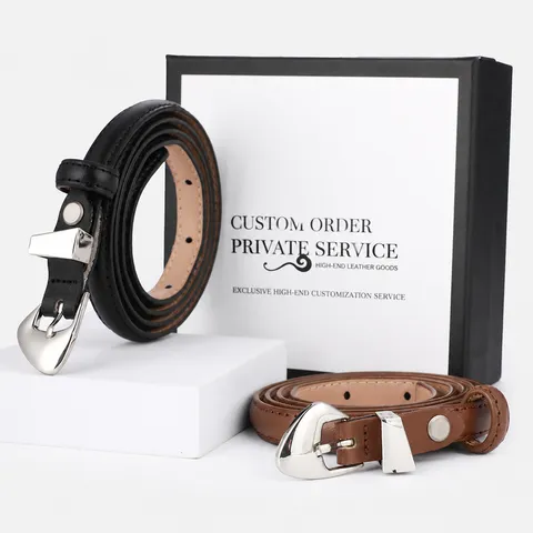 Ceinture en Cuir Fendu pour Femmes Minimaliste Décontracté Boucle Métallique Vintage Polyvalente pour Jeans Robes