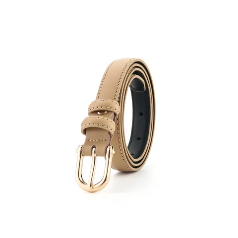 Ceinture en Cuir Véritable de Vache pour Femmes Minimaliste Décontracté Robe Pantalon Ceinture Accessoires de Mode Boucle en Métal Doré
