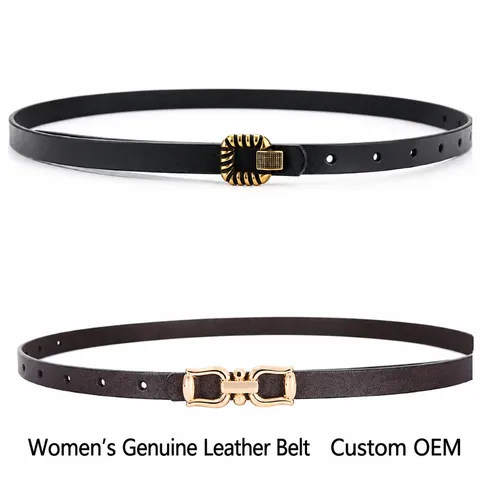 Femme Cuir Véritable Ceinture Fine Boucle Métal Minimaliste Robe Costume Ceinture Mode Chaîne De Taille Accessoire
