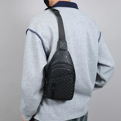 Herren Brusttasche PU Leder Wasserdicht Umhängetasche Lässige Mode Geprägte Sling Tasche Einzelne Schulter Outdoor Reise Tasche