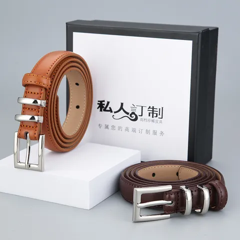 Ceinture en Cuir Véritable Minimaliste Pour Femmes Hommes Boucle à Ardillon en Métal Ceinture de Pantalon en Cuir de Vache Vintage Accessoires de Taille de Mode