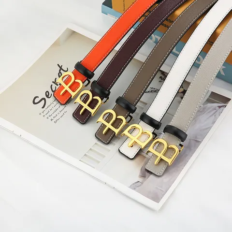 Ceinture en Cuir Véritable pour Femmes Boucle Métallique Lettre B Double Face Décontracté Polyvalent Sangle de Taille Mode Jean Robe Ceinture