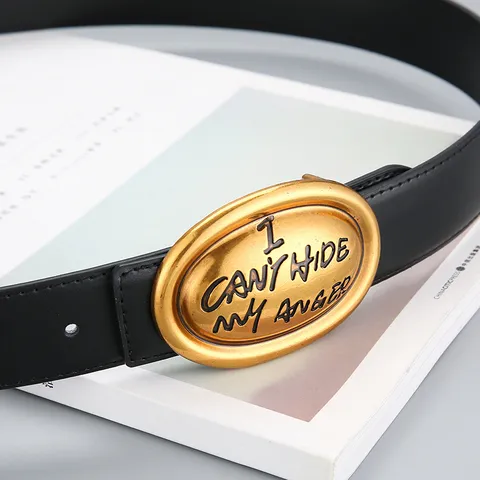 Women's Genuine Leather Belt Retro Fashion Oval Metal Buckle Casual Decorative Pants Belt For Ladies Daily Wear