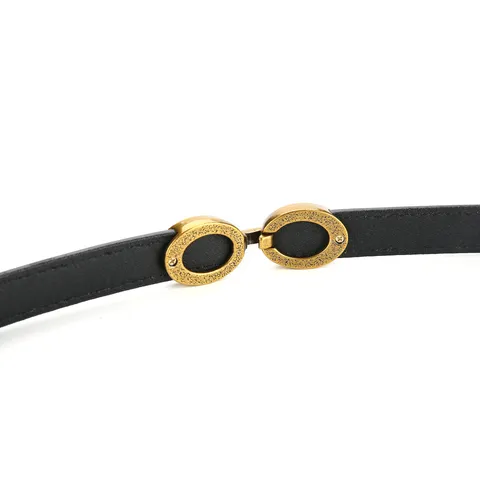 Damen Echtes Leder Dünner Gürtel Minimalistischer Doppelring Metall Schnalle Kleid Anzug Mantel Taillengürtel Mode Accessoires