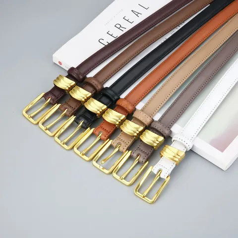 Ceinture Fine en Cuir Véritable pour Femmes Ceinture Minimaliste Casual pour Robe et Jean Avec Boucle Ardillon en Alliant Accessoire de Mode Quotidien
