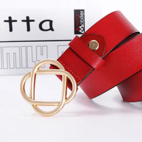 Ceinture en Cuir de Vachette pour Femme Mode Pantalon Décontracté Ceinture avec Boucle Métallique Géométrique Ceinture de Taille Polyvalente