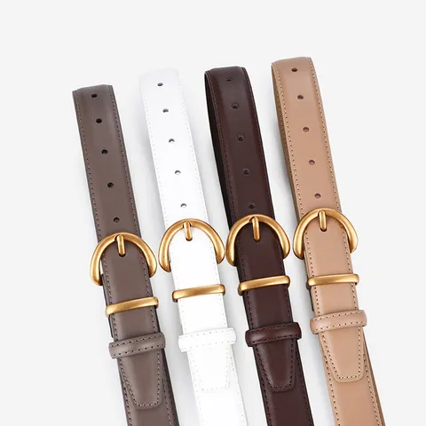 Ceinture en Cuir Véritable pour Femmes Minimaliste Décontractée Boucle Ardillon pour Jeans Pantalons Accessoires de Mode