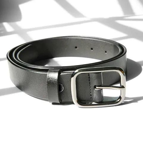 Dames Splitlederen Riem Mode Casual Metalen Vierkante Doornsesp Vintage Tailleband Voor Dagelijks Gebruik