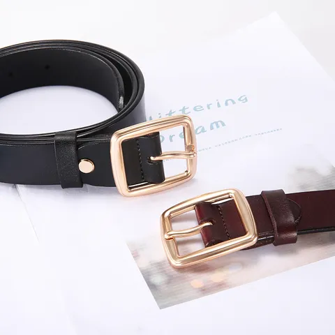 Dames Echt Lederen Riem Retro Casual Broek Riem Met Vierkante Metalen Gesp Mode Dagelijkse Decoratieve Taille Riem