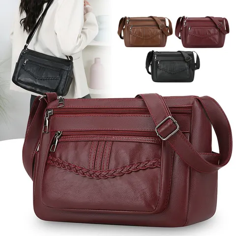 Damen Mode PU Leder Umhängetasche Lässige Mehrfachtaschen Crossbody Tasche Reise Tägliche Handtasche