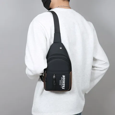 Herren Casual Wasserdicht PU Leder Brusttasche Mehrschichtige Sling Umhängetasche Mode Reise Sport Schultertasche