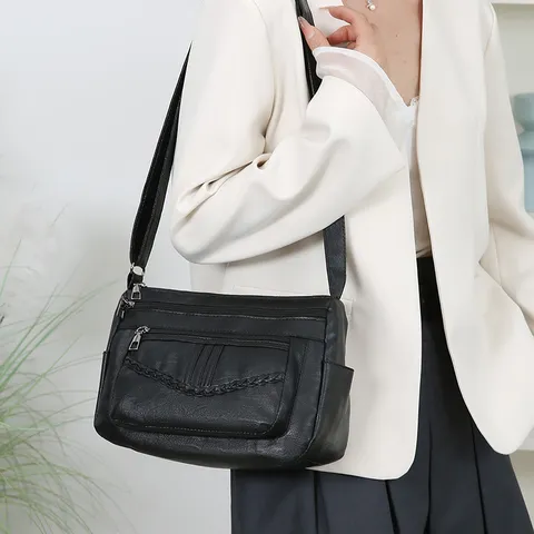 Damen Mode PU Leder Umhängetasche Lässige Mehrfachtaschen Crossbody Tasche Reise Tägliche Handtasche