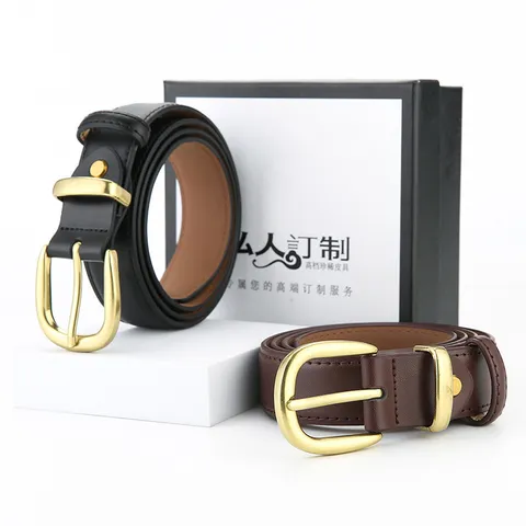 Ceinture en Cuir Véritable Décontractée pour Femme Boucle Ardillon Design Rétro Ceinture Polyvalente pour Jeans Robes