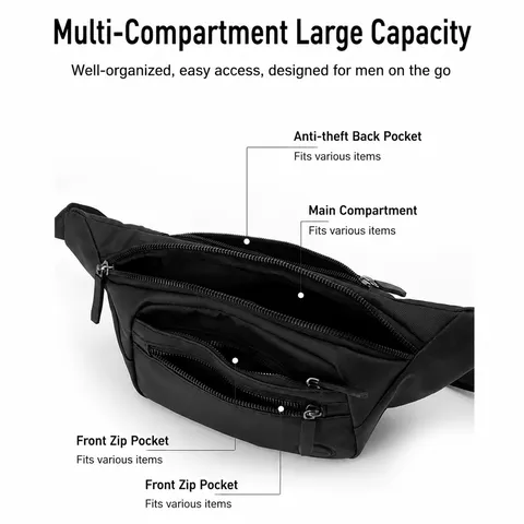 Herren Brusttasche Oxford-Gewebe Verschleißfest Mehrfächer Lässige Umhängetasche Urban Minimalistisch Tägliche Reisetasche