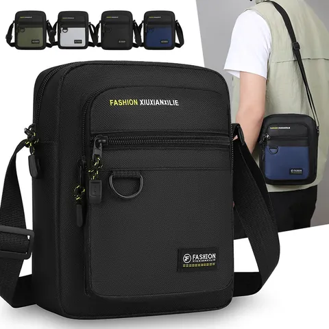 Herren Nylon Umhängetasche Wasserdicht Mehrschichtig Lässige Reise Schultertasche Leichte Messenger Tasche für Männer