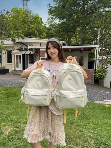 Women Casual Polyester Backpack Starry Gradient School Bag Student Travel Daypack