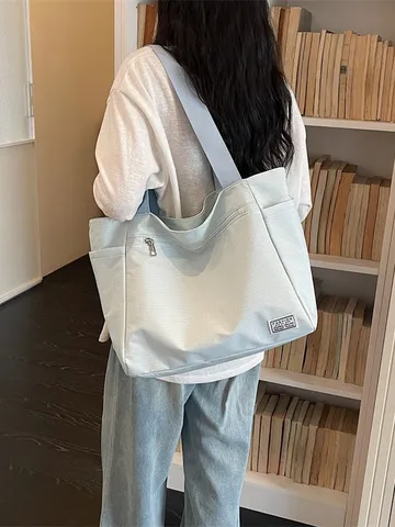 Sac Cabas en Toile Décontracté pour Femmes Grande Capacité Motif à Carreaux Sac à Main d'Épaule Trajet Quotidien