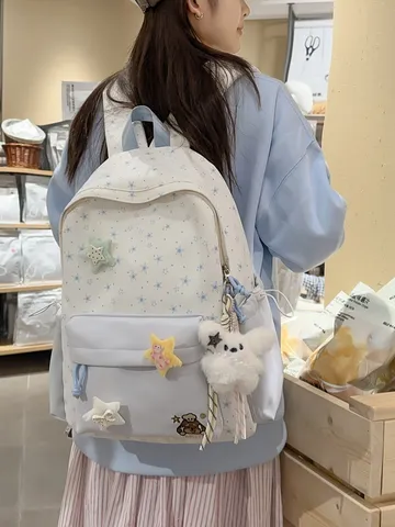 Sweet Star Embroidered Nylon Backpack Casual Travel School Bag For Women