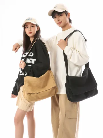 Casual Tsanta Chiasti apo Kamva Vintage Messenger Bag Unisex Megali Choritikotita Tsanta Omou Retro