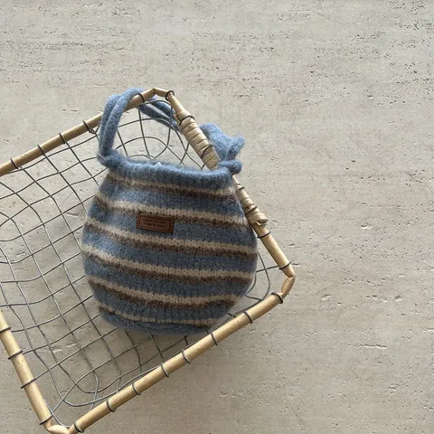 Sac à Main en Tricot Rayé Rétro pour Femmes Couleur Contrastée Jacquard Polyester Cabas Mignon Petit Sac de Rangement Décontracté