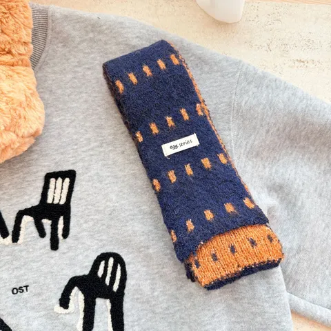 Écharpe Étroite en Tricot Jacquard à Pois Style Coréen pour Femmes Chauffe-Nuque Douceur Baguette Écharpe Décorative Mince pour l'Hiver