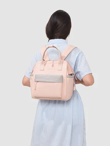Sac à Dos à Langer Multifonctionnel Grande Capacité Sac de Voyage pour Bébé Tissu Composite Bloc de Couleur Maman Décontracté pour Femmes