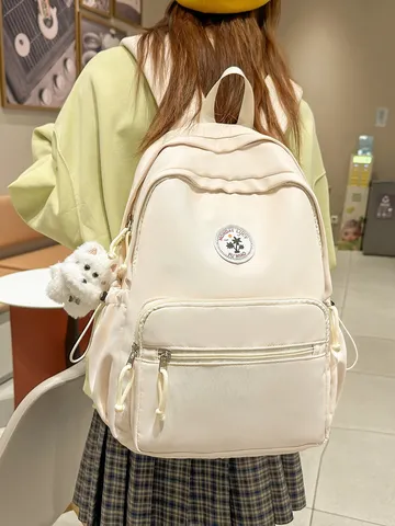 Donne Casual Nylon Zaino Scuola Borsa Libri Viaggio Zainetto Con Grazioso Ciondolo Stile College Moda Studente Borsa