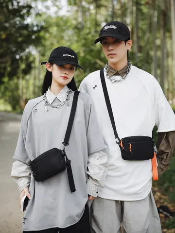 Men Women Casual Nylon Crossbody Bag Lightweight Waterproof Outdoor Sports Shoulder Bag Small Mobile Phone Messenger Bag