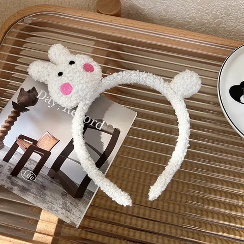Schattig Pluche Dier Haarband Cartoon Kat Konijn Oren Haarring Zacht Gezicht Wassen Haaraccessoires Voor Vrouwen