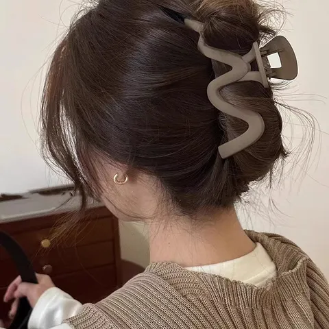 Pinza de Pelo Ondulada Esmerilada Grande Para Mujer Pinza Tiburón Acrílica Geométrica Accesorios Pelo