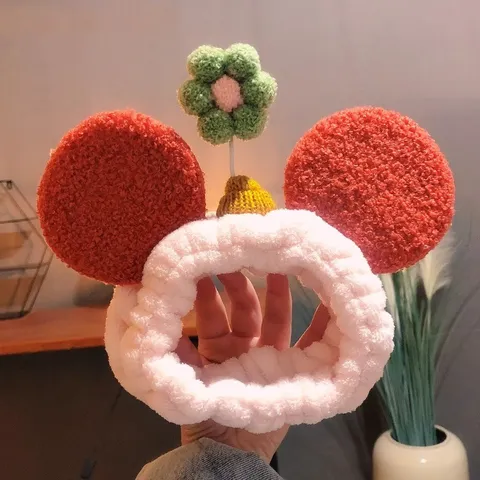 Cute Cartoon Animal Ears Plush Makeup Headband Soft Coral Fleece Facial Wash Hair Band Sweet Hair Accessories For Women