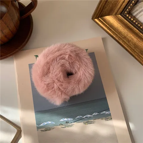 Banda de Pelo Snap de Peluche Suave Estilo Dulce Accesorios para el Cabello Bonito Anillo de Pelo para Mujeres Herramienta de Estilo de Invierno