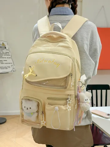 Zaino Casual in Nylon per Donna Grande Capacità Zainetto Scolastico Scomparti Multipli Zaino da Viaggio per Studentessa