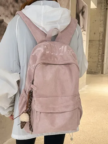 Zaino Casuale in Nylon da Donna Grande Capacità Borsa Scolastica Carina con Ciondolo Borse Scolastiche Eleganti per Studenti