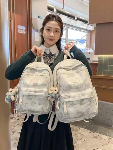 Zaino Casual in Nylon da Donna Carino Stampa Stella Luna Borsa per la Scuola Leggero Viaggio Daypack Borsa per Studenti