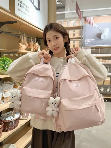Women Casual Nylon Polka Dot Backpack Fashion Cute Mini School Bookbag Travel Daypack With Optional Pendant