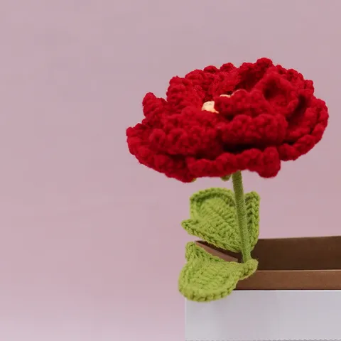 Bouquet di Fiori di Peonia in Lana Lavorata a Mano Simulazione Decorazione Casa Regalo di Compleanno
