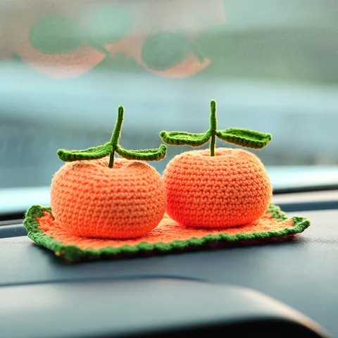 Ornamento per Interni Auto Arancione Simulazione Tessuto a Mano Regalo Festivo di Capodanno