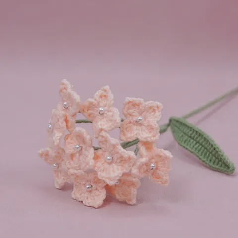 Bouquet Di Fiori Artificiali Di Ortensia All'Uncinetto Fatto A Mano Con Decorazione Di Perle Filato Lavorato A Maglia Decorazione Per La Casa Regalo Di Compleanno