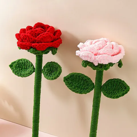 Bouquet Finito Di Fiori Artificiali In Filato Di Rosa Gigante All Uncinetto Fatto A Mano Per Regalo Di Compleanno Di Madre Insegnante San Valentino
