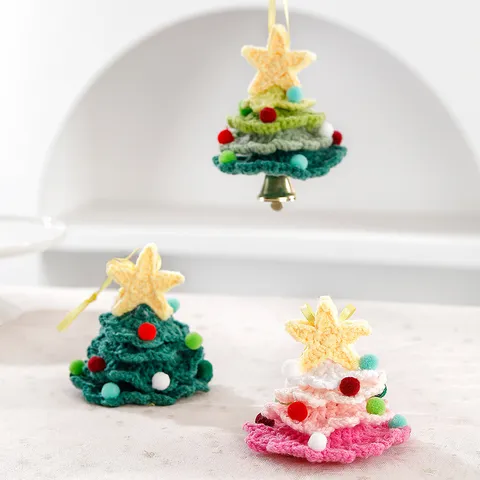 Ornamento Sospeso per Albero di Natale in Filato di Lana Fatto a Mano Decorazione Festiva Lavorata a Maglia Ciondolo Auto