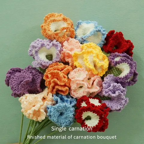 Fiore Artificiale di Garofano in Lana Lavorato a Mano Bouquet a Stelo Singolo per Regalo della Festa della Mamma Arredamento